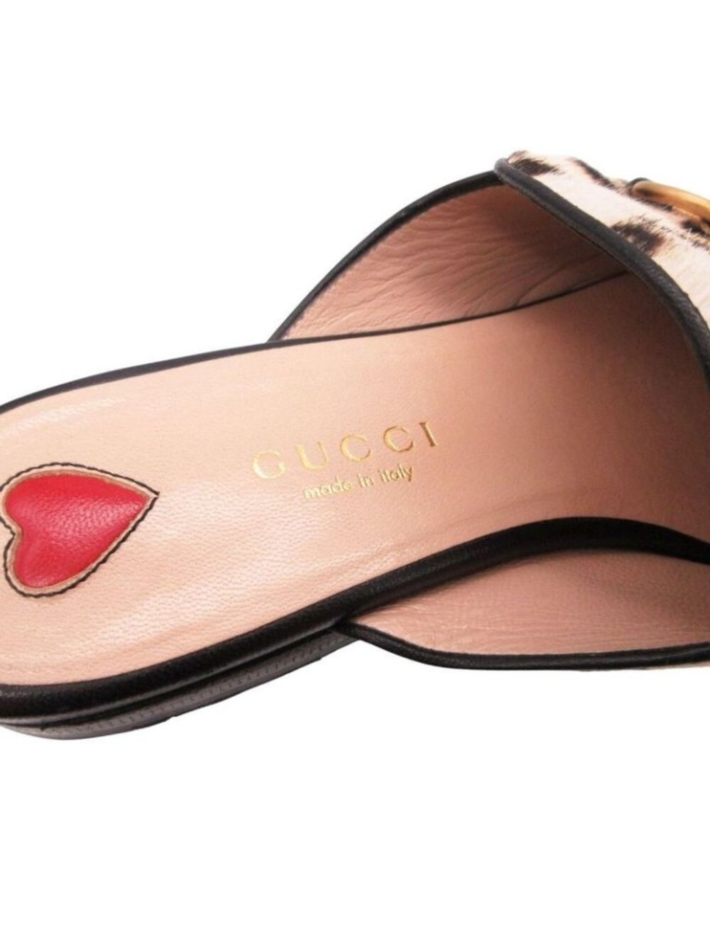 Gucci Horsebit Calf Hair Leopard Pattern Mule Sandals Shoes White 34.5 - Picture 6 of 8